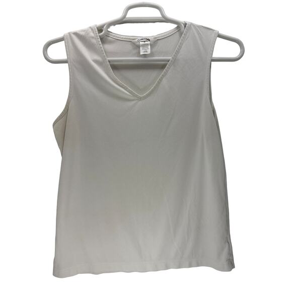 Cuddl Duds White Plain Polyester Tank Top Womens Large Shirt - Picture 1 of 5